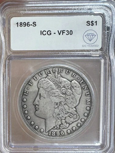 1896年 S モルガン銀貨 ICG VF-30 IDC 検証済み