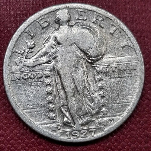 1927年 Sスタンディングリバティクォーター 25セント 良品 #62082