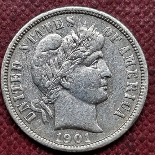 1901 O バーバー ダイム 10 セント 良品 XF + #80342