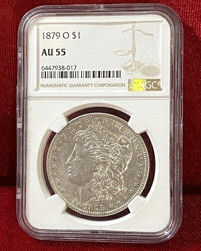 1879-O モルガン銀貨 AU55 NGC