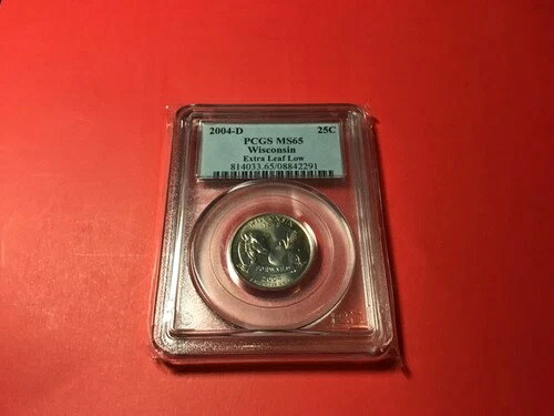 ウィスコンシン 2004年 D PCGS MS 65 エクストラローリーフエラークォーター-