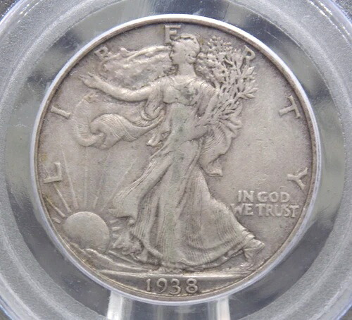 1938年 「D」ウォーキング リバティシルバー ハーフドル PCGS XF4 #206 エクストラファイン ECC&C, Inc.-
