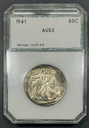 1941 PCI ウォーキング リバティ シルバー ハーフドル 50c -ブルズアイトーン-