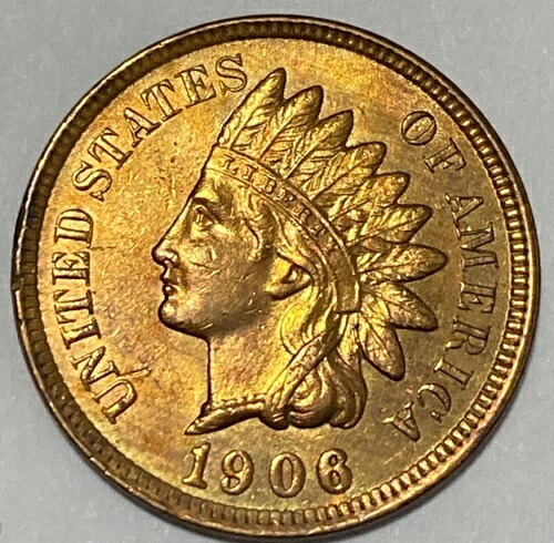 1906年 - インディアンヘッドセント - 未流通赤 - 正確なコイン画像 #IND196