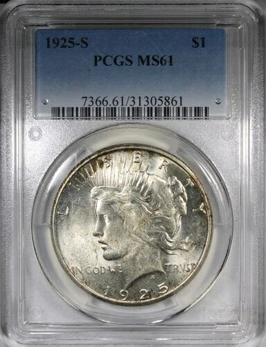 1925年-Sピースドル PCGS MS61 未流通より良い日付 $1-