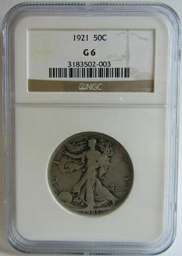 1921年ウォーキング・リバティ・ハーフダラー、NGC G 6