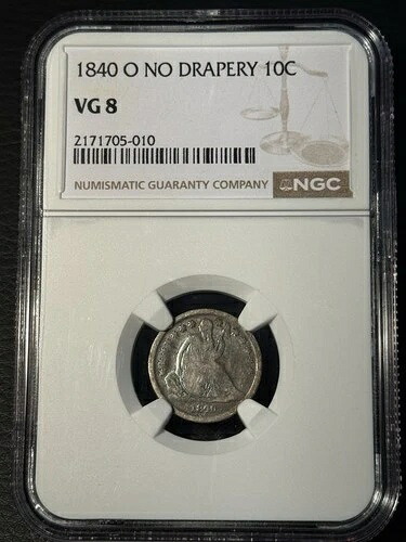 1840年 -O 自由の女神座像ダイム NGC VG 8-