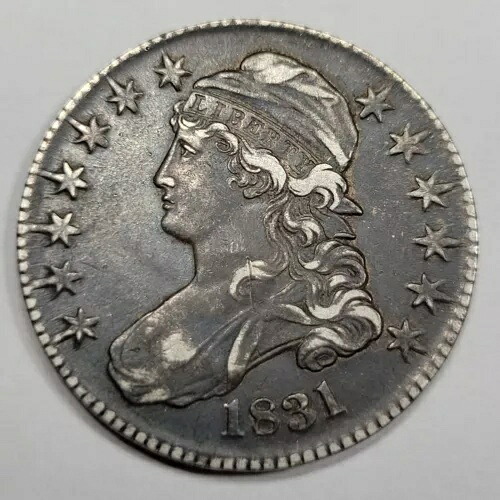 1831年 50セント キャップドバスト ハーフドル チョイス AU ダーク表面光沢 Wow *J113