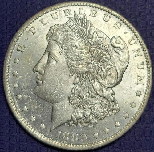 1880年 O US シルバー モーガンドル UNC 詳細-