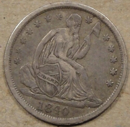 1840年 ドレープなしリバティ座像ハーフダイム XF