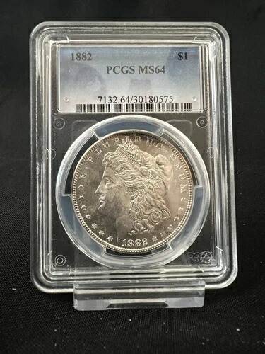 1882年-P $1 モーガンシルバードル PCGS MS64 よく打たれてハイエンド 64-