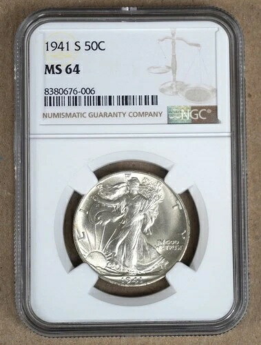 1941-S ウォーキング・リバティ ハーフダラー NGC MS64 676006