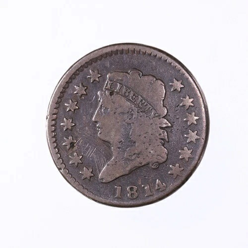 1814年製クラシックヘッド1セント未鑑定・未鑑定米国ラージセントコイン