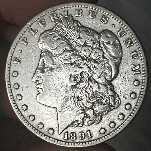 1891-CC モーガン銀貨 $1 VF 非常に良好な状態（クリーニング済み）
