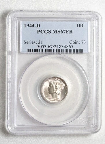 1944年 D シルバー マーキュリーダイム PCGS MS 67 FB フルバンド