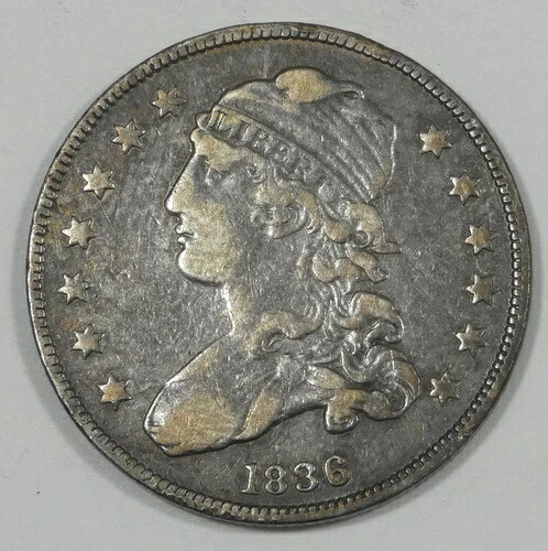 1836年製 キャップドバストクォーター 非常に良質 銀貨 25セント