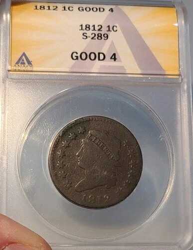 1812年 米国ラージセント ANACS 良好 4 希少な日付 ! S-289 ミックス-