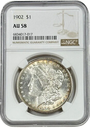 1902年 モルガン銀貨 1ドル硬貨 NGC AU 58