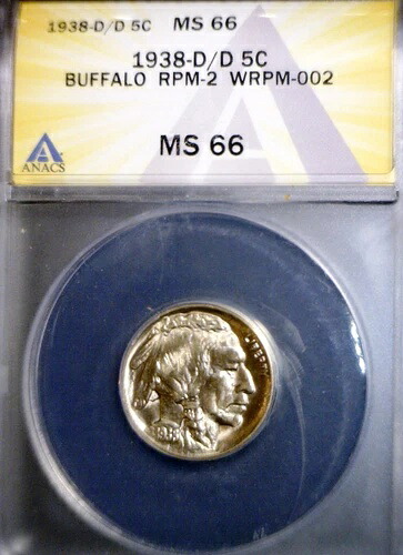 1938d/d エラー ANACS MS66 RPM #2 バッファロー ニッケル スーパーナイス フラッシュジェム BU + + コイン-