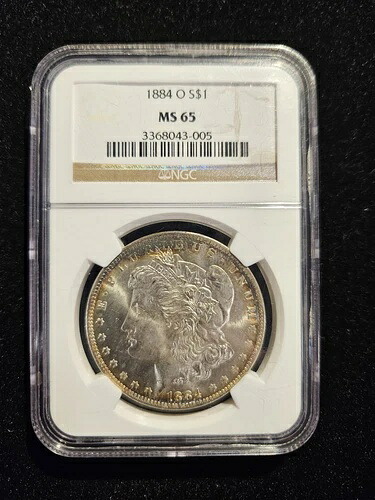 1884 O ニューオーリンズ 1ドル モルガン銀貨 NGC MS65 レインボートーン