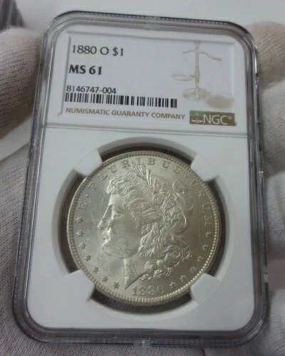 1880-O モルガン・ダラー NGC MS61 (より良い日付) / マイクロ o