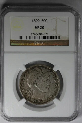 1899年 0.50 NGC VF20 バーハーフバードル リバティヘッドハーフ-
