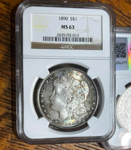 1890年 モーガン 1ドル NGC MS63 両面レインボートナー mikesartifacts ビデオ