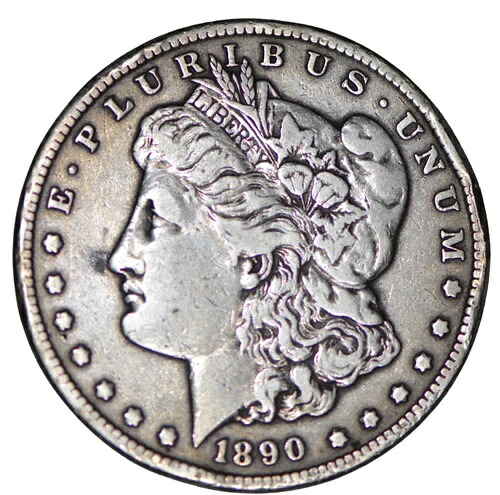1890-CC モルガン銀貨 ~ VF 詳細 - 縁のへこみ