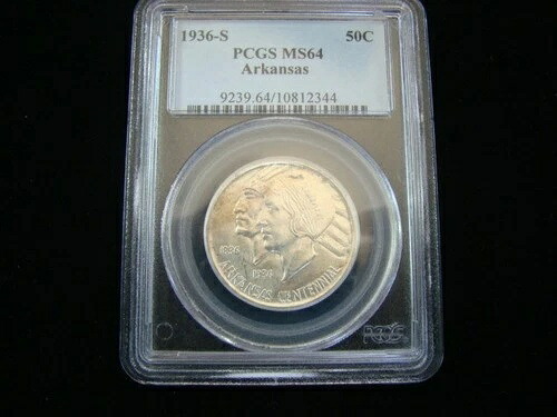 1936-S アーカンソー記念銀貨 ハーフドル PCGS グレード MS64 #10812344