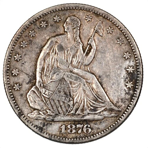 1876年-S リバティシート シルバーハーフドル 50C-AU 傷あり --