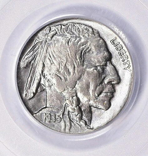 1935年バッファローニッケル PCGS MS65 素敵なスチールブルートーニング付き-