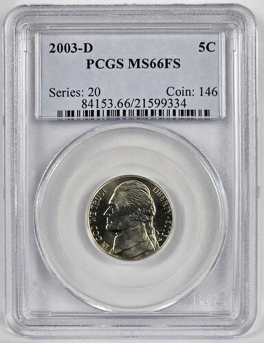 2003 D ジェファーソン ニッケル *** PCGS MS 66 FS-