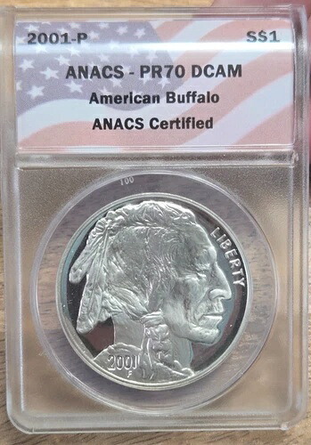 2001年アメリカンバッファローシルバー記念ドル PR70DCAM ANACS