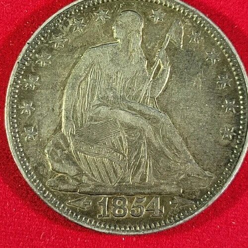 1854年 着席自由の女神像 50セント硬貨