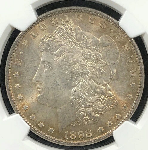 1898年モルガン銀貨 1ドル 1.00ドル。NGC MS64+