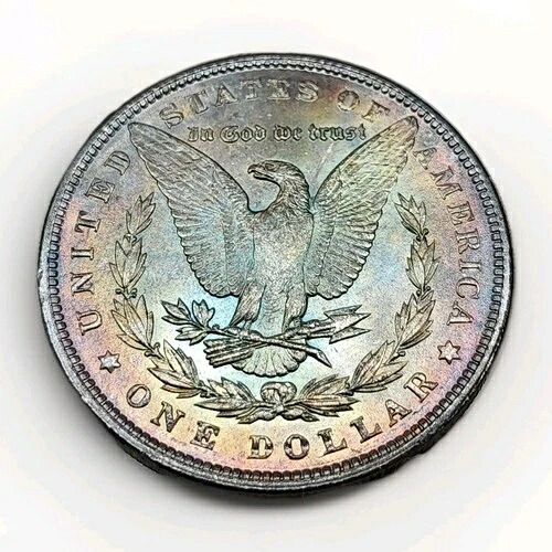 1900年 P モルガン シルバー ダラー $1 UNC ミントステート レインボートーン 美しいコイン