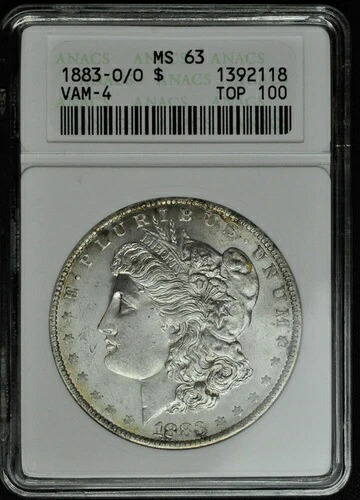 1883年 O-VAM 4-O/O-モーガンシルバードル-ANACS MS63-
