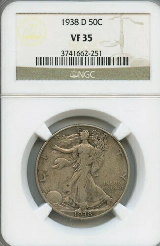 NGC - ウォーキング・リバティ・ハーフダラー - 50セント - 1938 D - VF-35