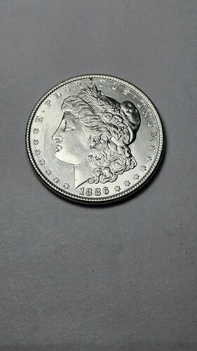 1886年製 モルガン銀貨 ブリリアントアンサーキュレート MS 素晴らしい光沢と状態