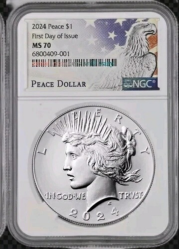 2024年ピースシルバードル流通未 NGC MS70初回発行FDI 1st FDI-