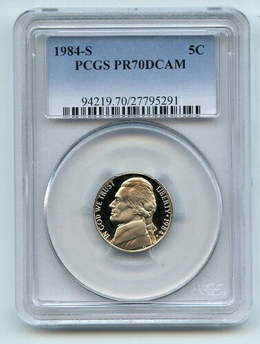 1984 S 5C ジェファーソン ニッケル プルーフ PCGS PR70DCAM-