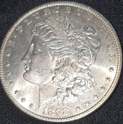 1898年製 1ドル プルーフ モルガン銀貨 - ブリリアント アンサーキュレート - KM#: 110