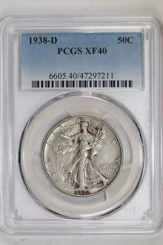 1938年 -D歩く自由の女神ハーフドル PCGS XF40-