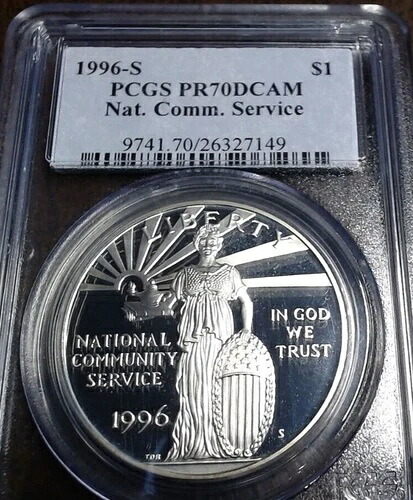 1996年-S Nat. コミュニティサービス通信 シルバードル PCGS PR70-