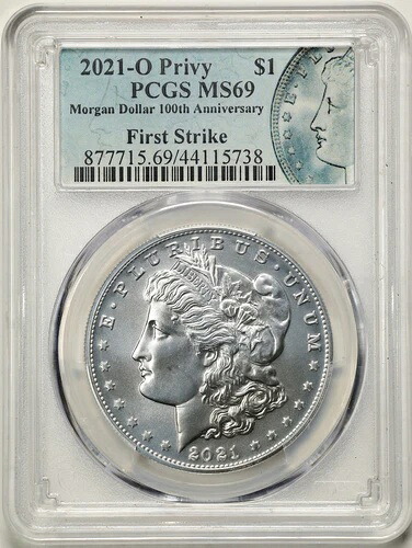 2021-O ニューオーリンズ・プリヴィ 1ドル モルガン銀貨 MS69 PCGS 44115738 ファーストストライク