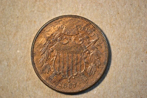1867年製 2セント硬貨 - ブラウン BU - 非常に良好な打刻