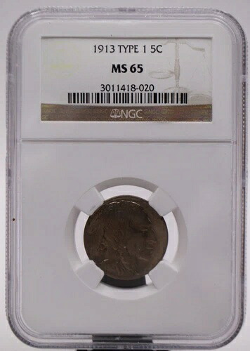 1913年 タイプ1 バッファローニッケル NGC MS65 (024PID)