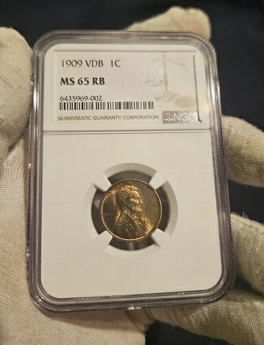 1909年 VDB ウィート リバース リンカーンセント 1C NGC MS 65 RB - -