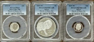 2015年 マーチ・オブ・ダイムズ シルバーセット PCGS PR69DCAM、Rev Pr69