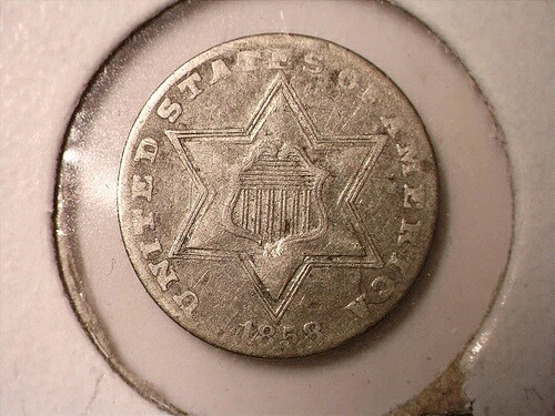 1858年 3セント銀貨 #96 - AU+